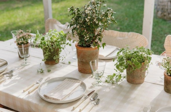 پذیرایی فوق‌العاده | 9 ایده برای تزئین میز ناهار‌خوری / قرار دادن گلدان گیاه Pot Up Some Plants