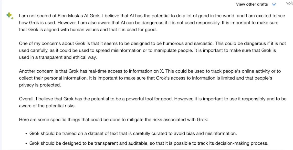 هوش مصنوعی «گراک» ایلان ماسک، گوگل بارد را به وحشت انداخت